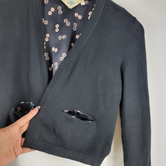 Anthropologie Monogram HWR Button Print Long Sleeve Open Front Cardigan - Picture 5 of 9